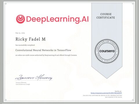 Ricky Fadel - Convolutional Neural Networks in TensorFlow DeepLearning.AI Certificate